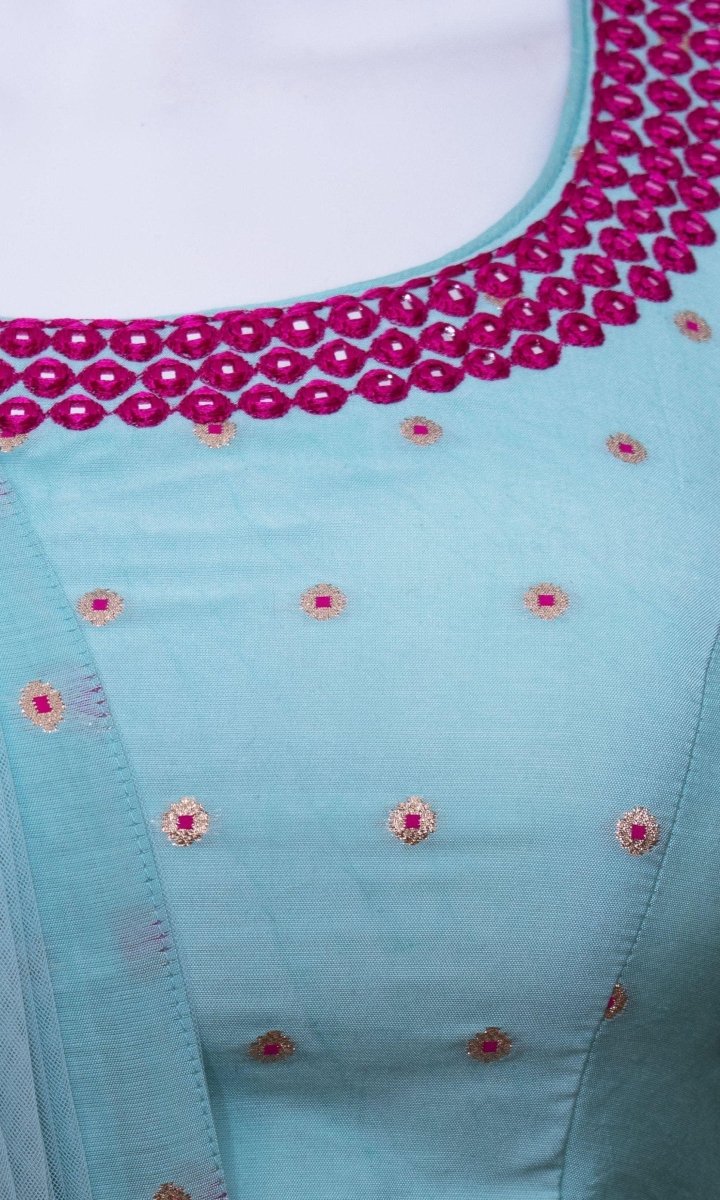 Aqua Full Flare Chaniya Choli Set-[mehendi outfit]-Raas