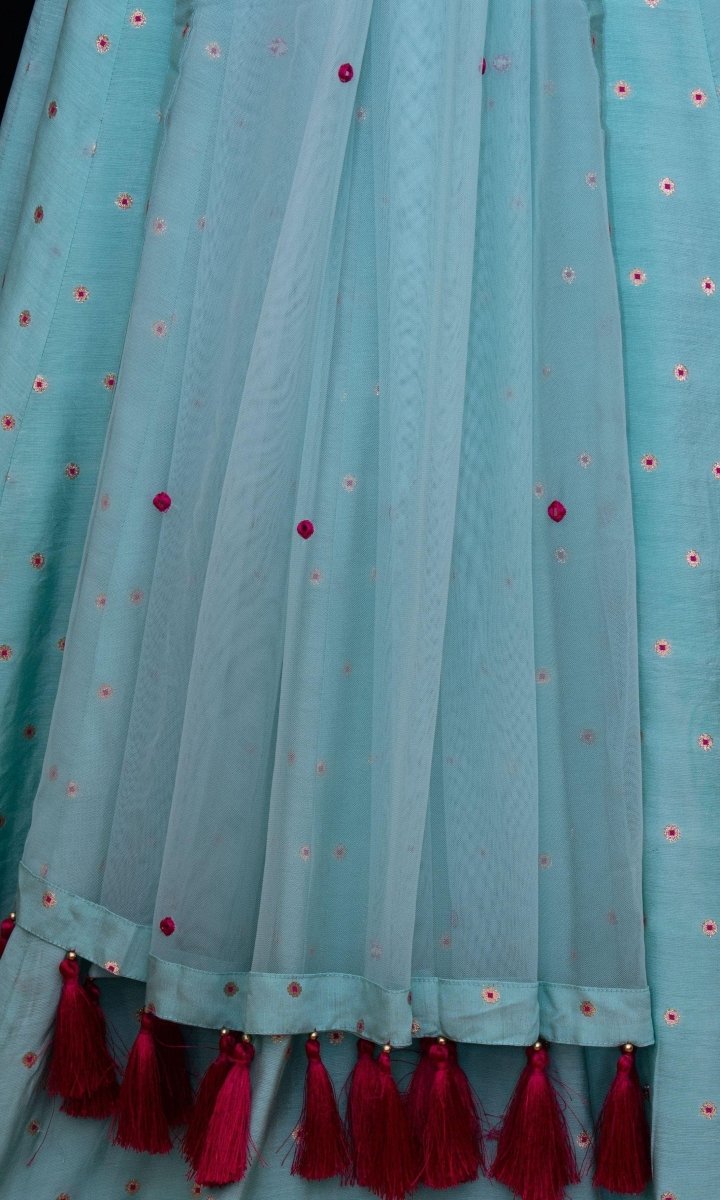 Aqua Full Flare Chaniya Choli Set-[mehendi outfit]-Raas