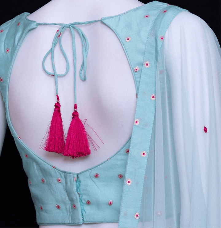 Aqua Full Flare Chaniya Choli Set-[mehendi outfit]-Raas