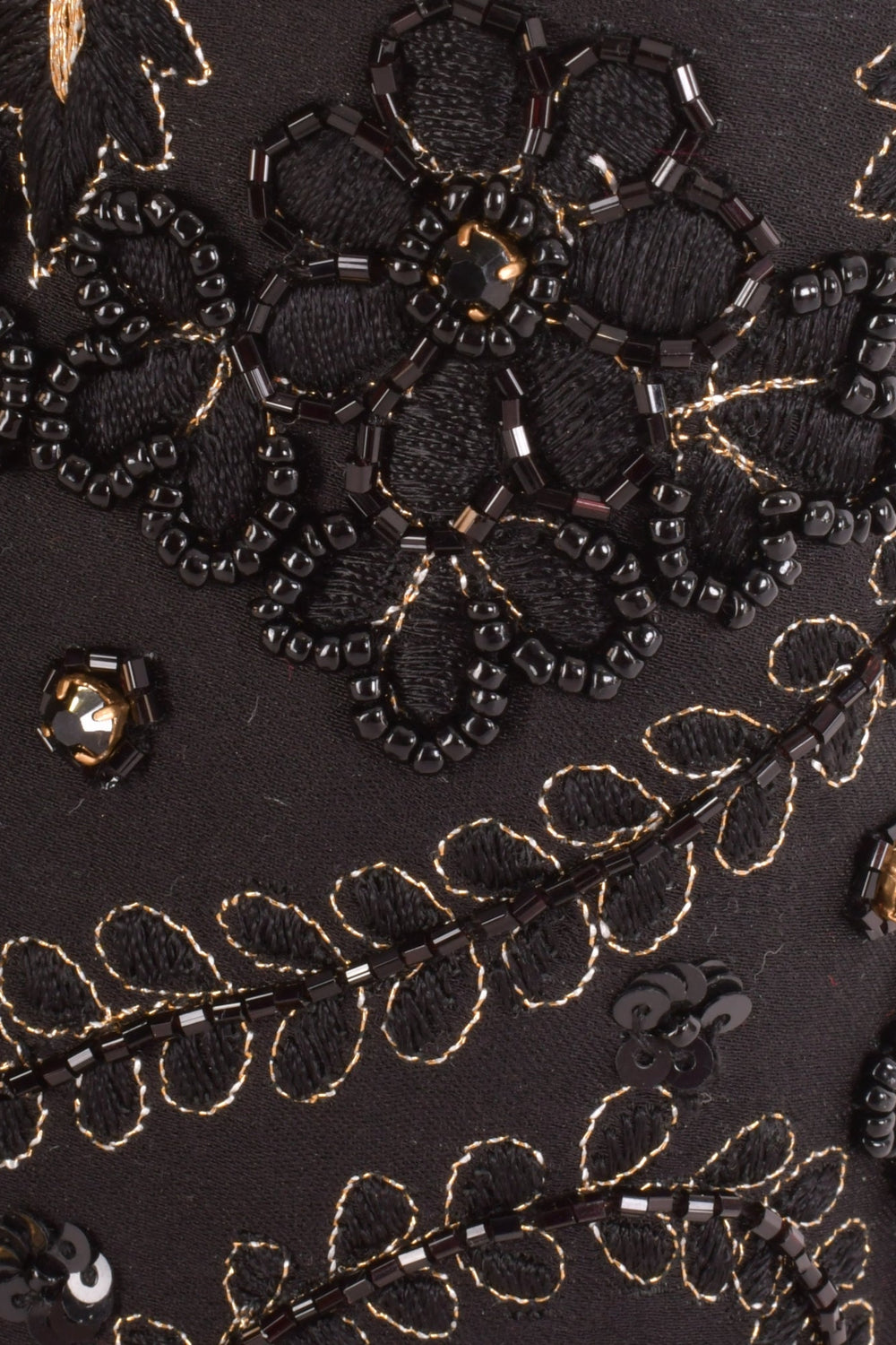 Aria Black & Gold Embroidered Bucket Bag BAGS RAAS