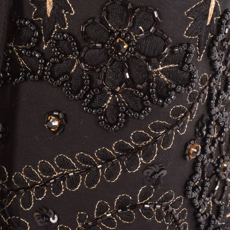 Aria Black & Gold Embroidered Bucket Bag BAGS RAAS