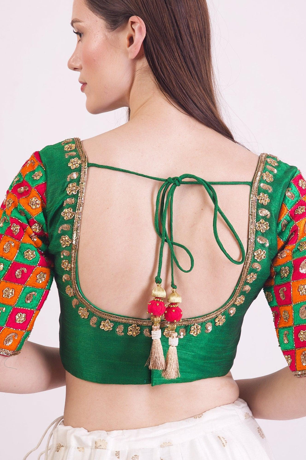Aria Green Silk Blouse BLOUSE RAAS