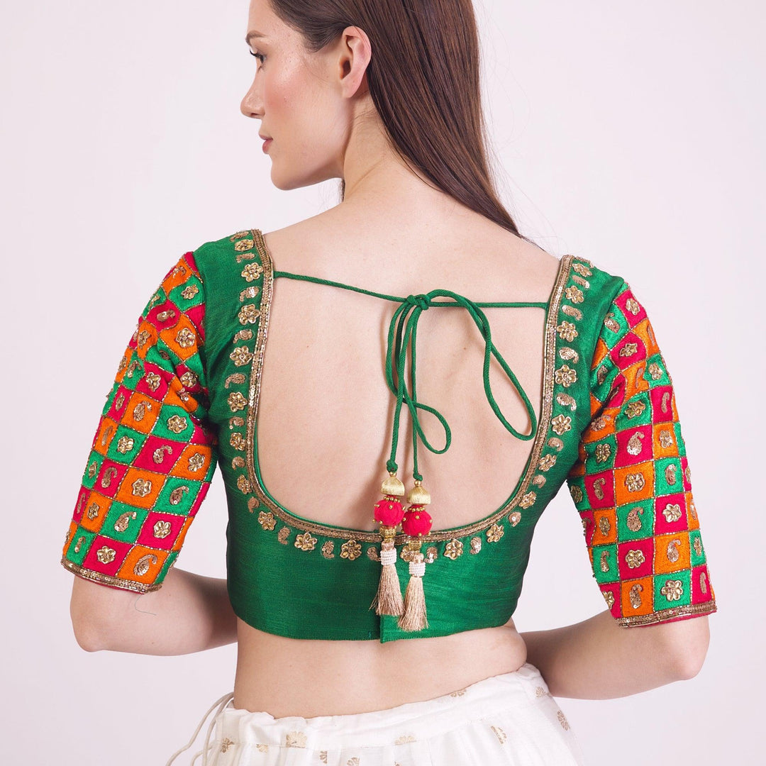 Aria Green Silk Blouse-Raas USA