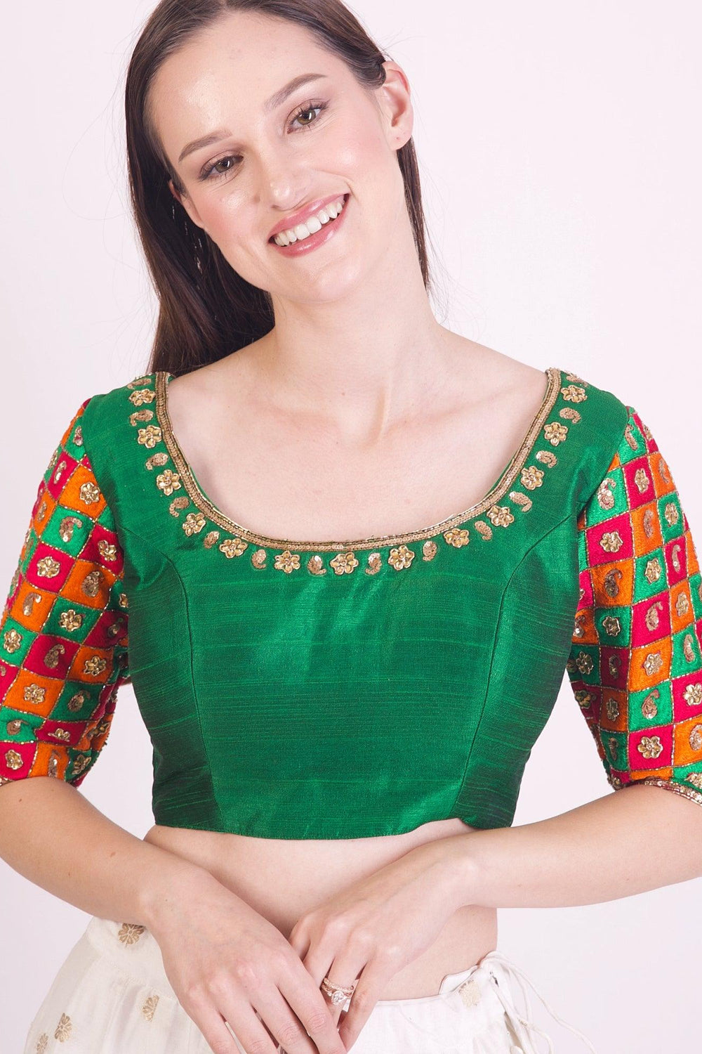 Aria Green Silk Blouse BLOUSE RAAS