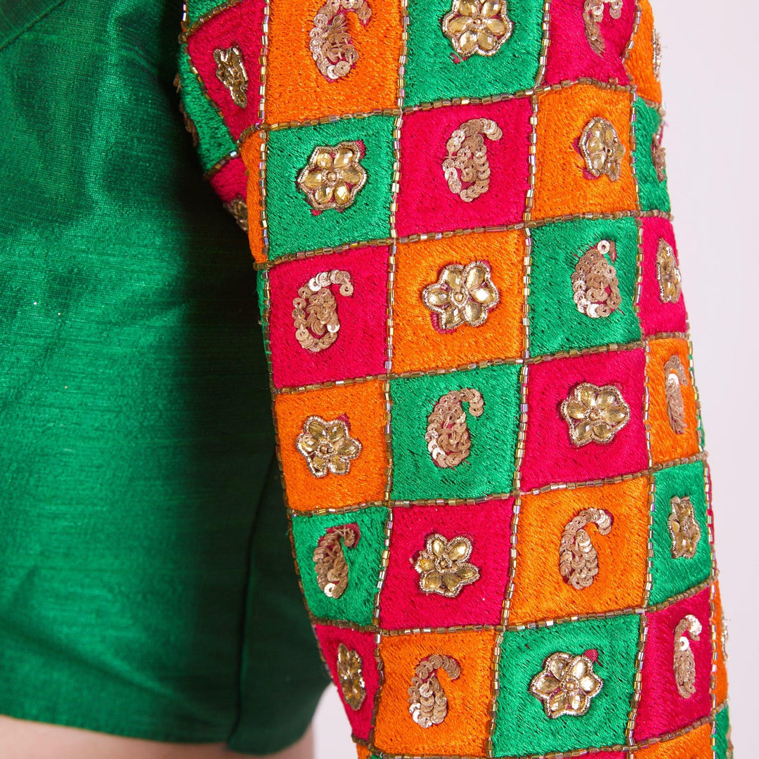 Aria Green Silk Blouse-Raas USA
