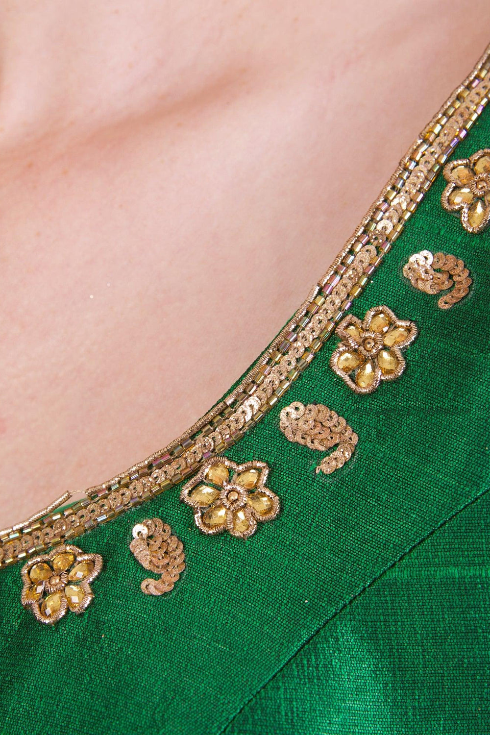 Aria Green Silk Blouse BLOUSE RAAS