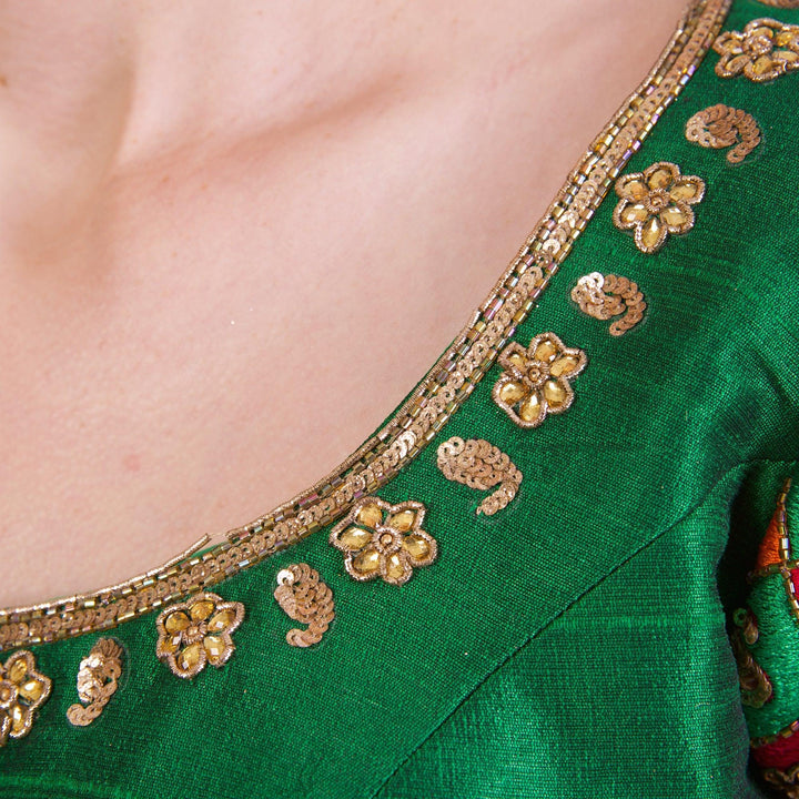 Aria Green Silk Blouse-Raas USA