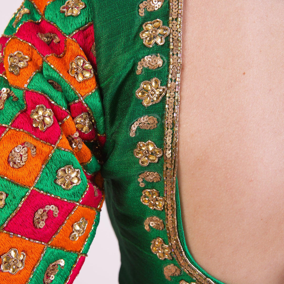 Aria Green Silk Blouse-Raas USA