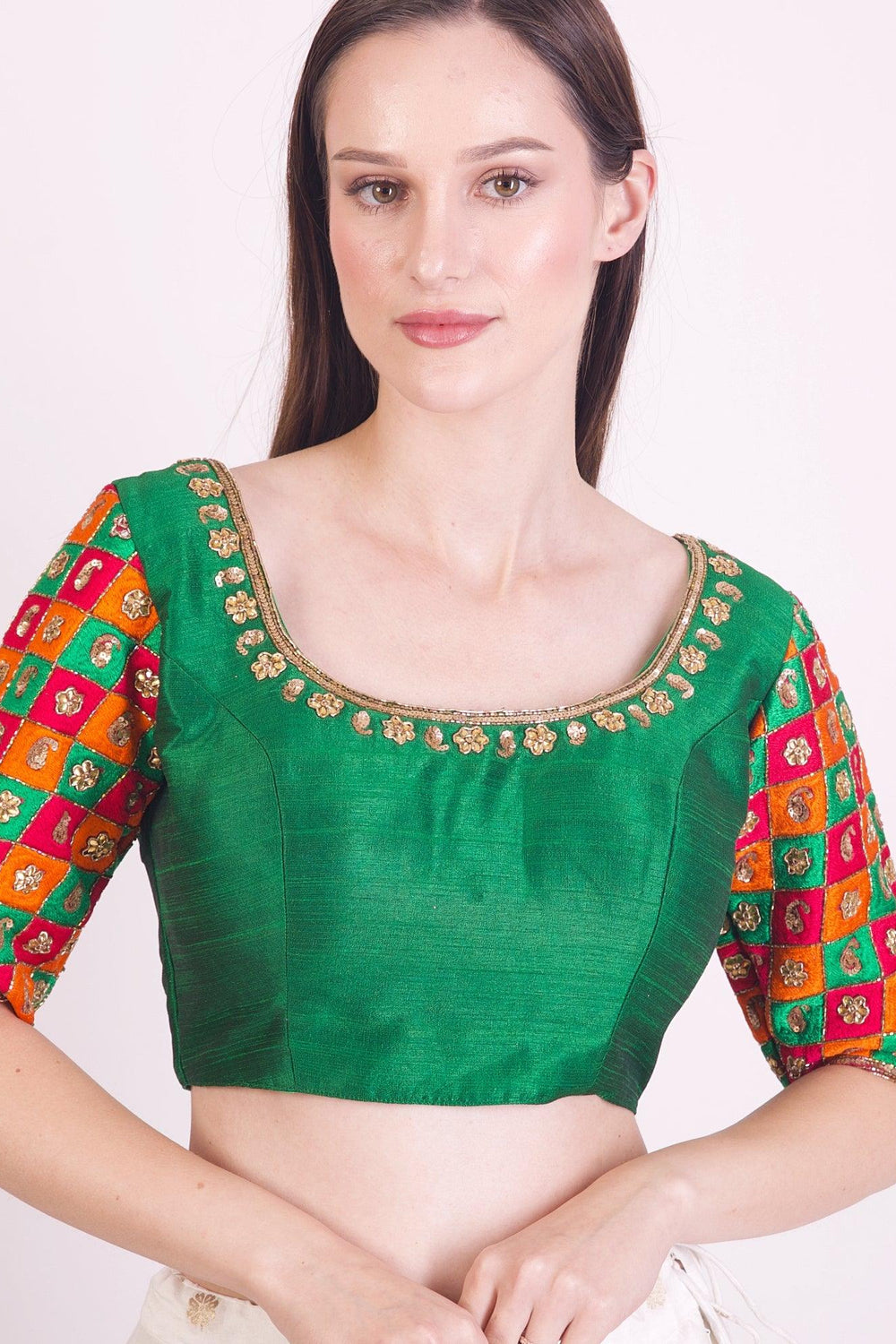 Aria Green Silk Blouse BLOUSE RAAS