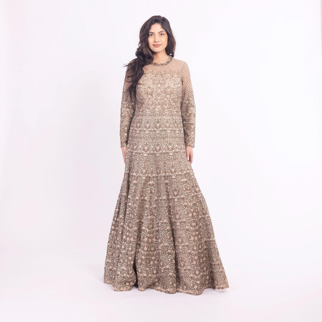 Arianell Grey Gown with Resham Embroidery-Raas USA
