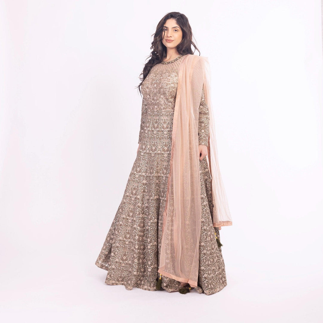 Arianell Grey Gown with Resham Embroidery-Raas USA