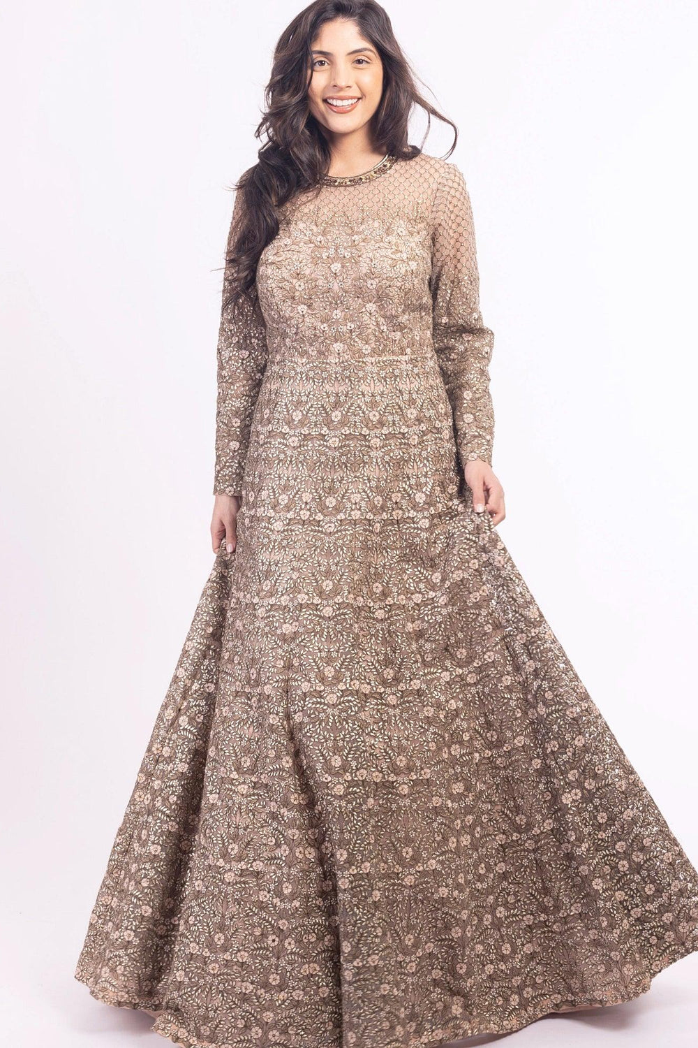 Arianell Grey Gown with Resham Embroidery ANARKALI & GOWN RAAS