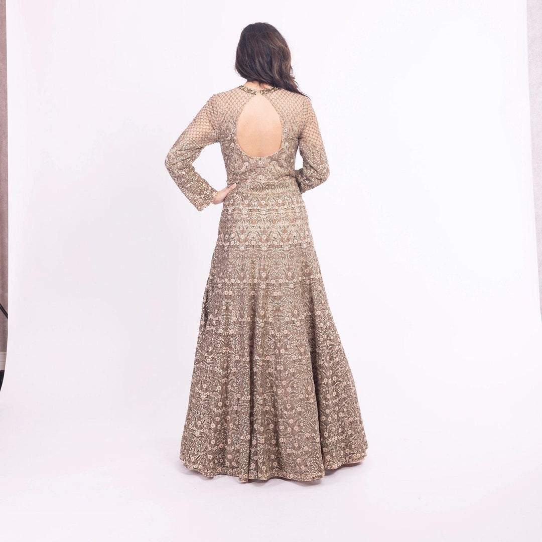 Arianell Grey Gown with Resham Embroidery-Raas USA