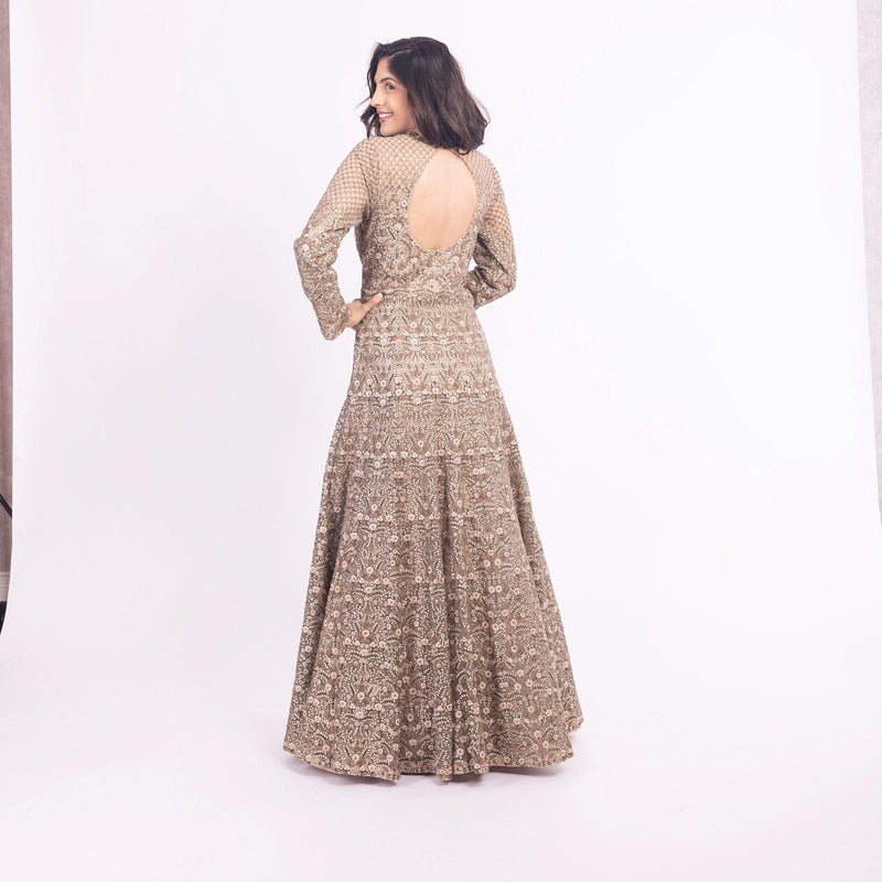 Arianell Grey Gown with Resham Embroidery ANARKALI & GOWN RAAS