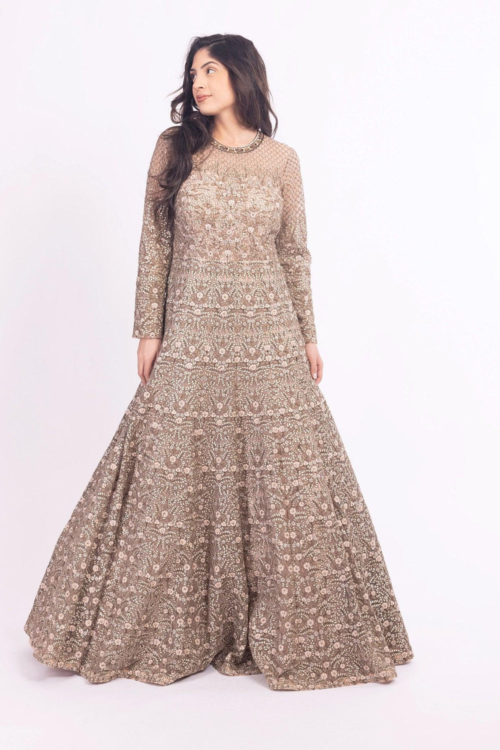 Arianell Grey Gown with Resham Embroidery ANARKALI & GOWN RAAS