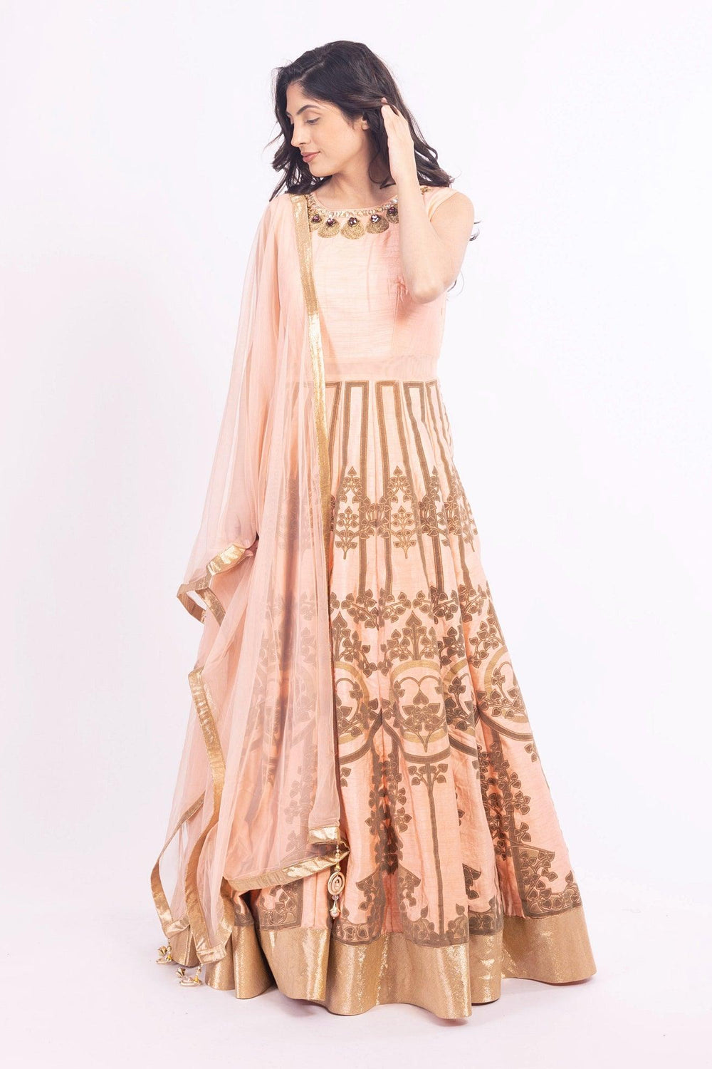 Artemisia Peach Long Dress ANARKALI & GOWN RAAS
