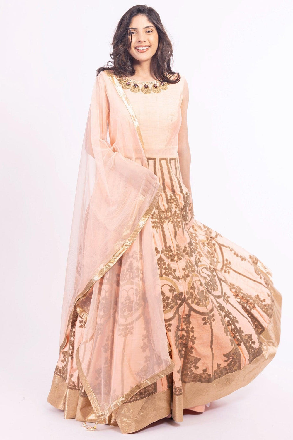 Artemisia Peach Long Dress ANARKALI & GOWN RAAS