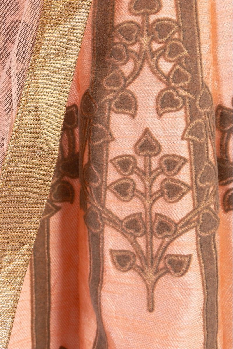 Artemisia Peach and Gold Foil Print Gown