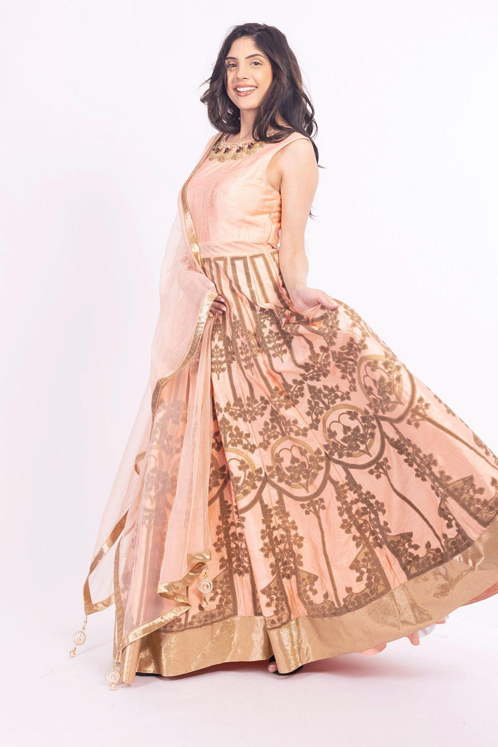 Artemisia Peach Long Dress ANARKALI & GOWN RAAS