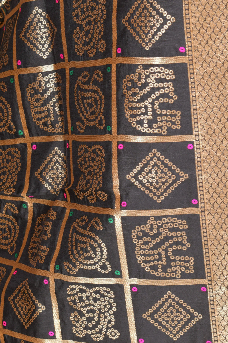 Avni Black Dupatta with Golden Pattern RAAS