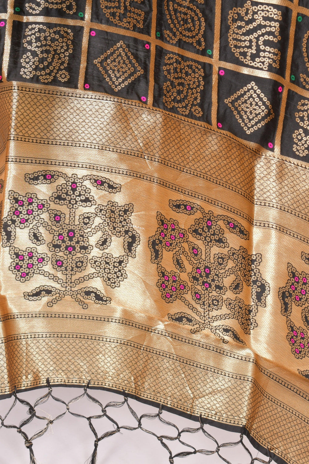 Avni Black Dupatta with Golden Pattern RAAS