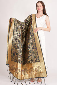 Avni Black Dupatta with Golden Pattern RAAS