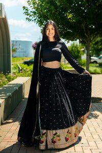 RAAS Azazi Jacquard Black Chaniya Choli - Sangeet Wedding Lehenga Choli USA