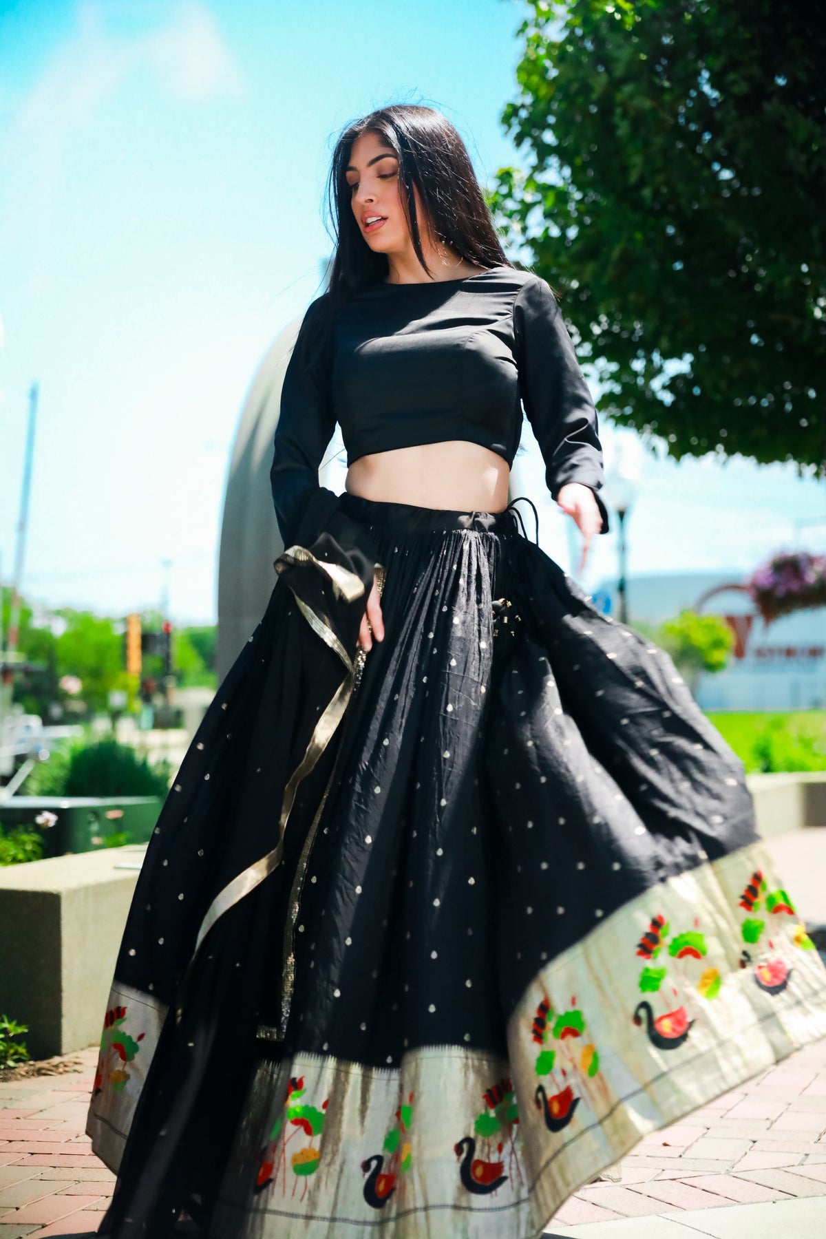 Azazi Jacquard Black Chaniya Choli-[comfort-first-design]-[lightweight]-Raas
