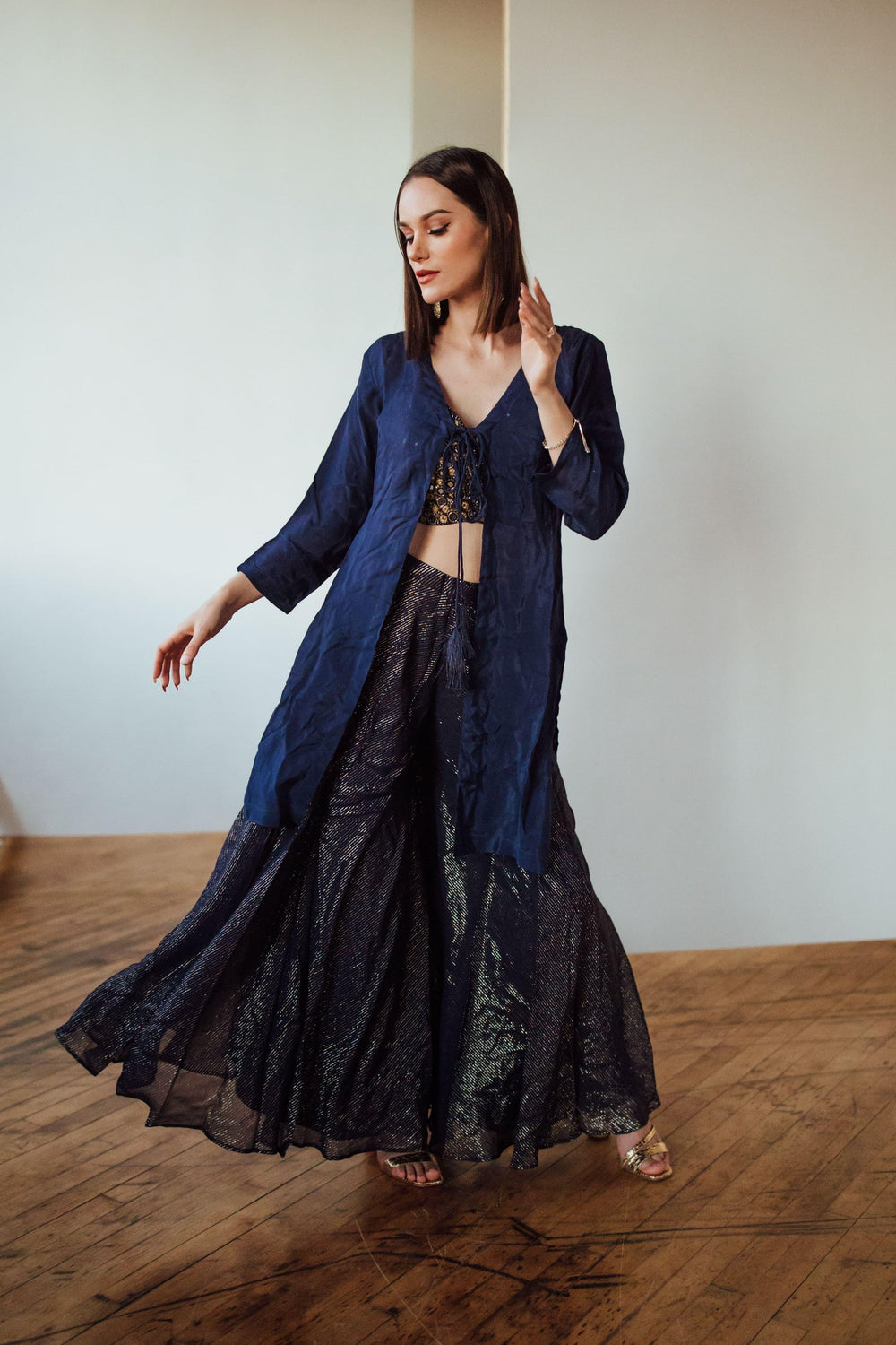 Azura Navy Palazzo Suit-Raas