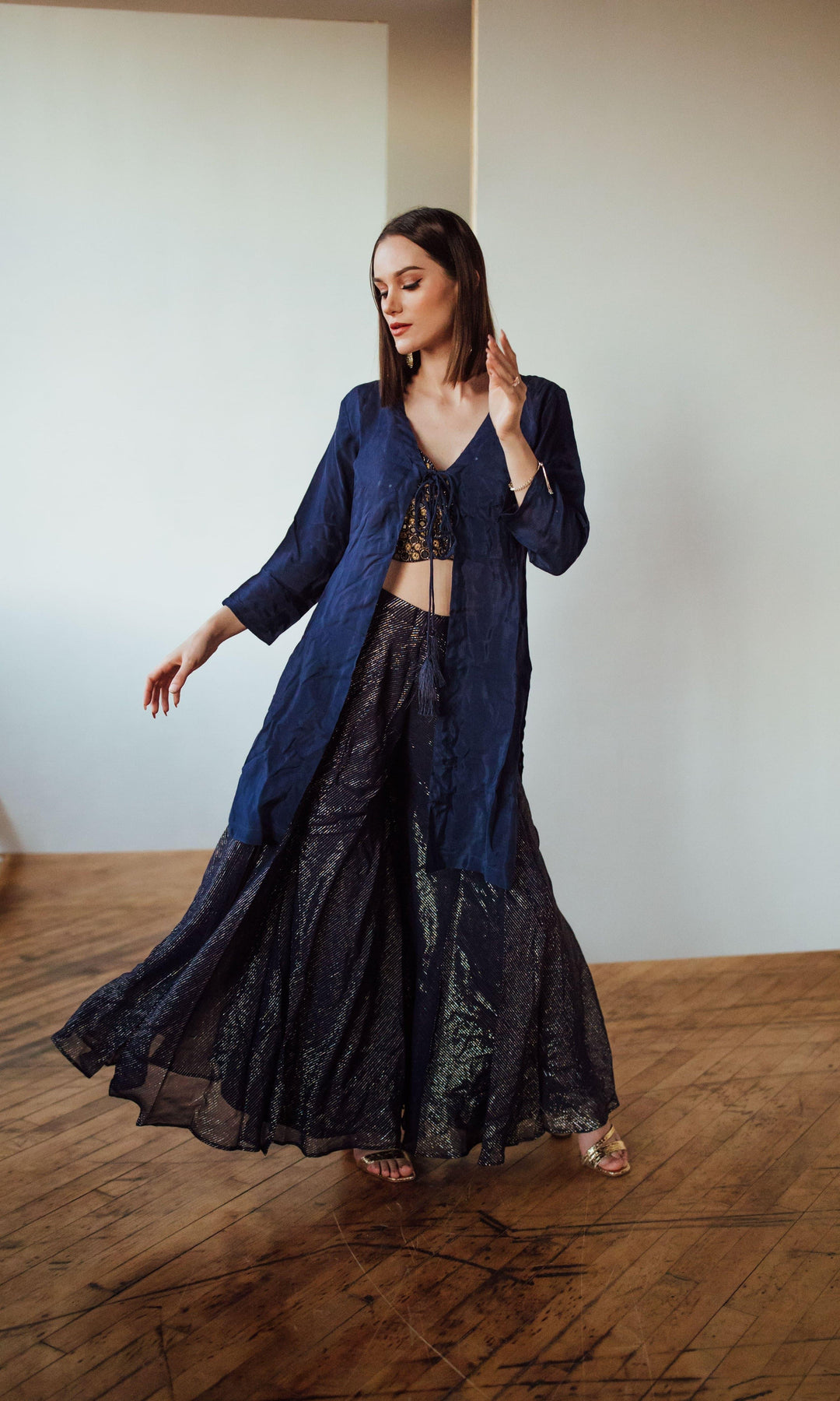 Azura Navy Palazzo Suit-Raas