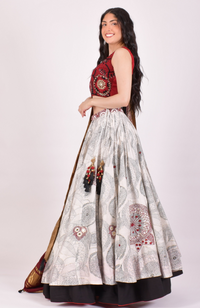 Ivory Mandala Print Chaniya Choli With Dupatta