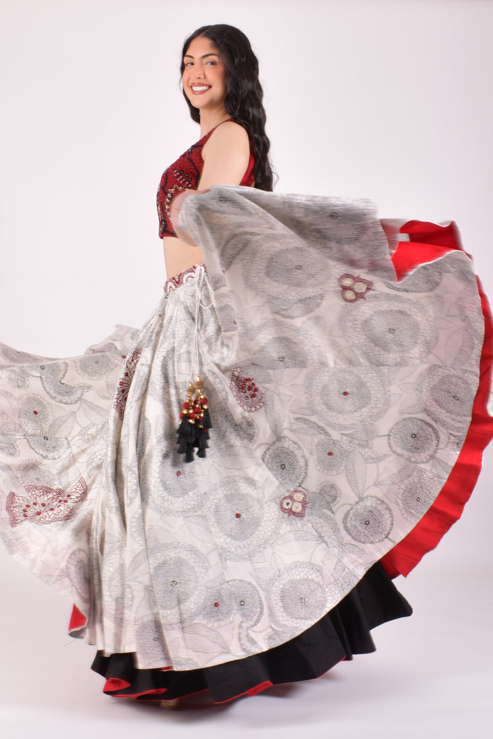 Ivory Mandala Print Chaniya Choli With Dupatta
