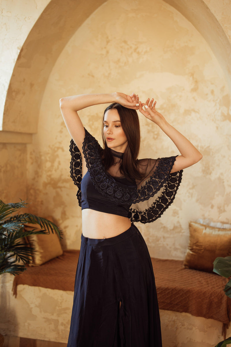 BLR1002 Arely Navy Cape and Blouse blouse RAAS
