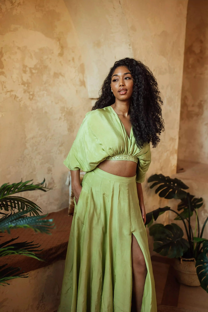 BLR1019 Juliet Green Dolman Sleeve Top blouse RAAS