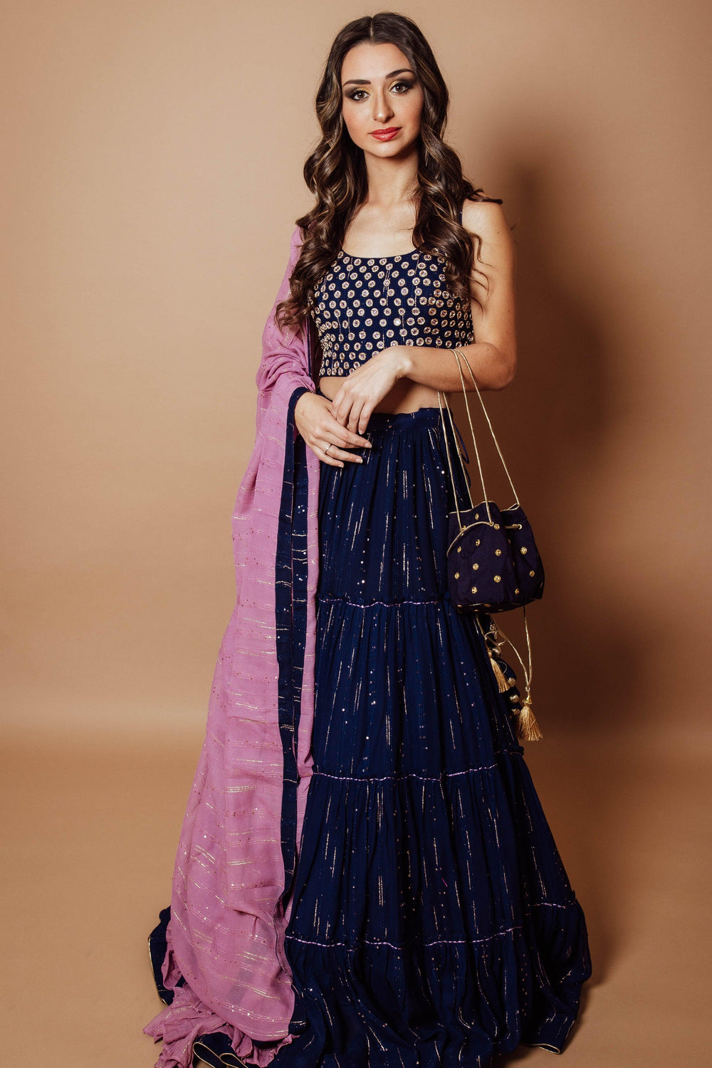 BLUE POTLI BAG WITH MIRROR WORK BAGS RAAS