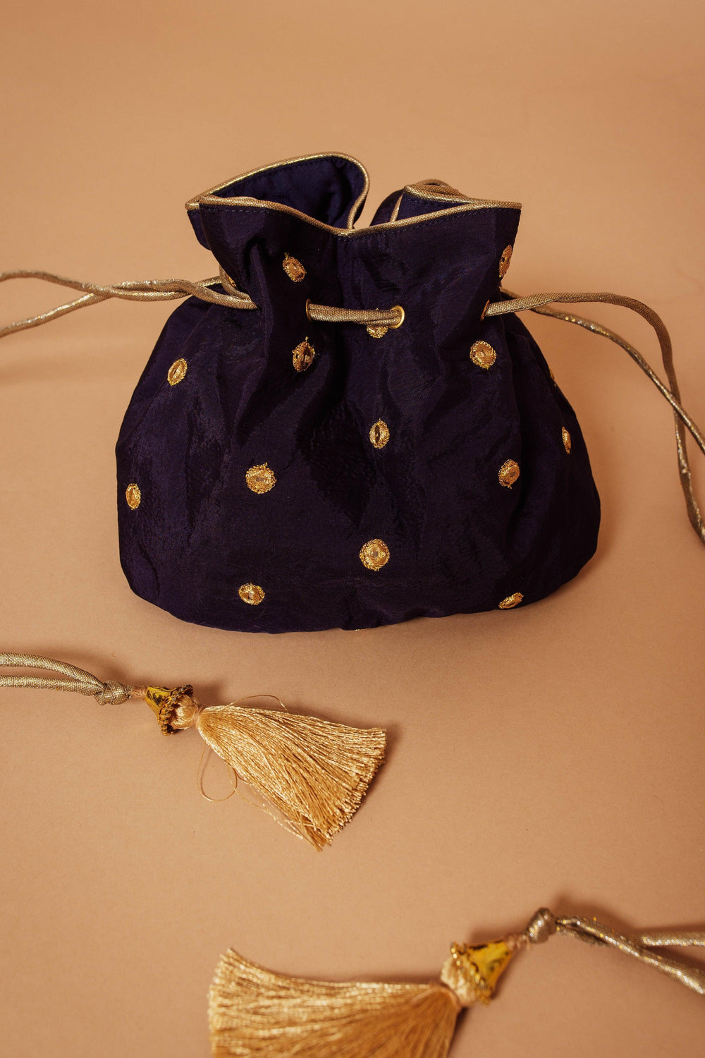BLUE POTLI BAG WITH MIRROR WORK BAGS RAAS