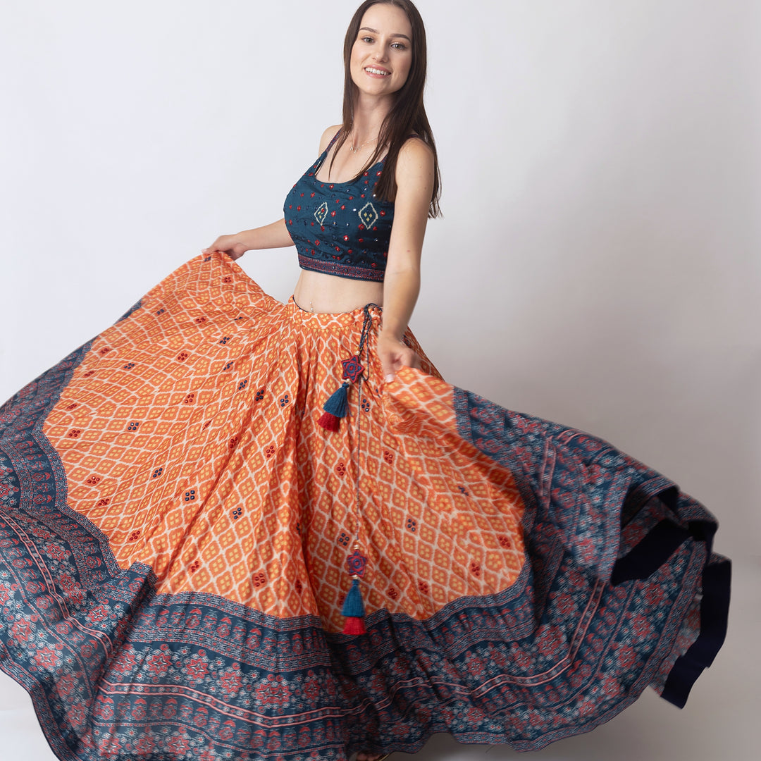 Khushi Lehenga with all over Mirror Embroidery and Embroidered Blouse