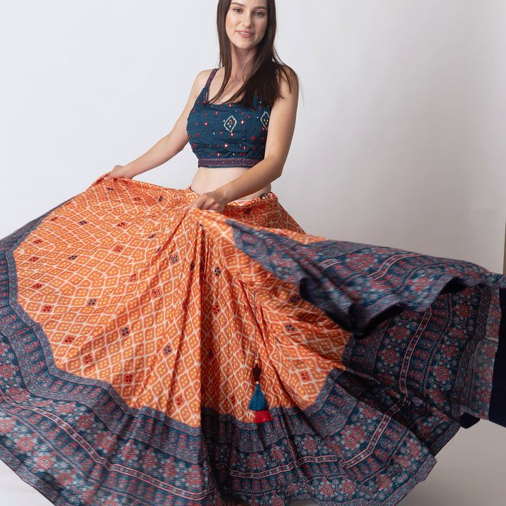 Khushi Lehenga with all over Mirror Embroidery and Embroidered Blouse