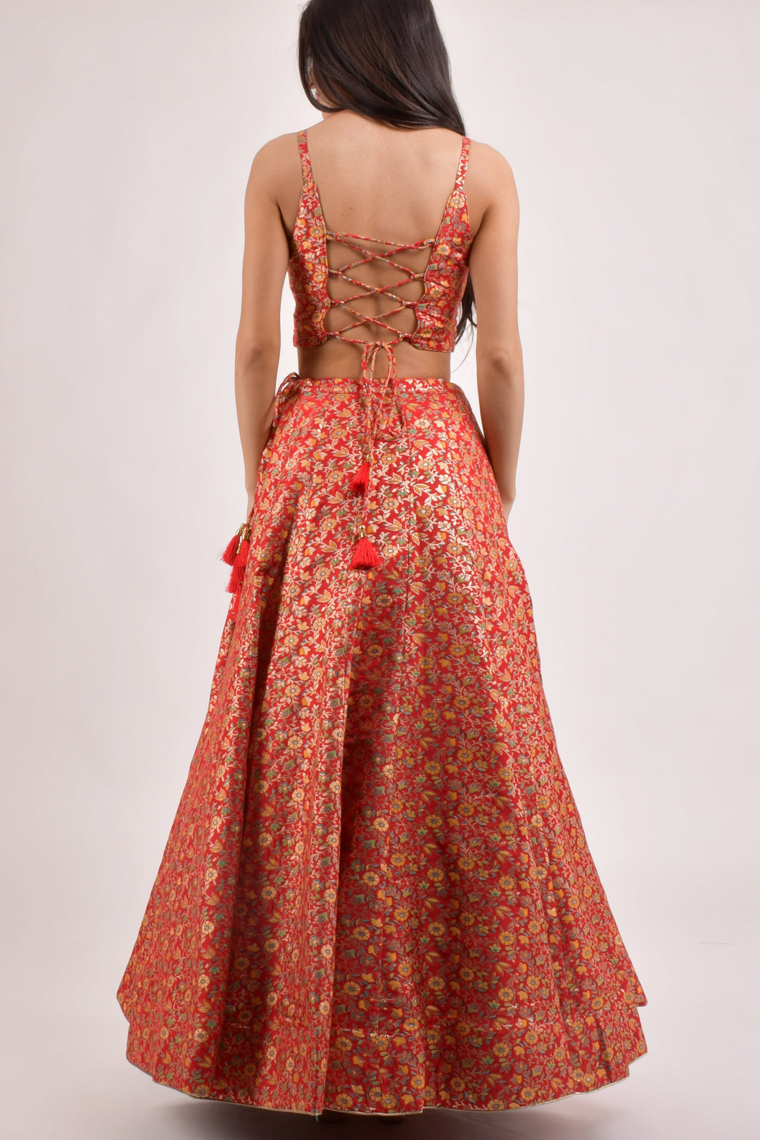 Banarasi Red Lehenga Choli with Jacket-[mehendi outfit]-Raas