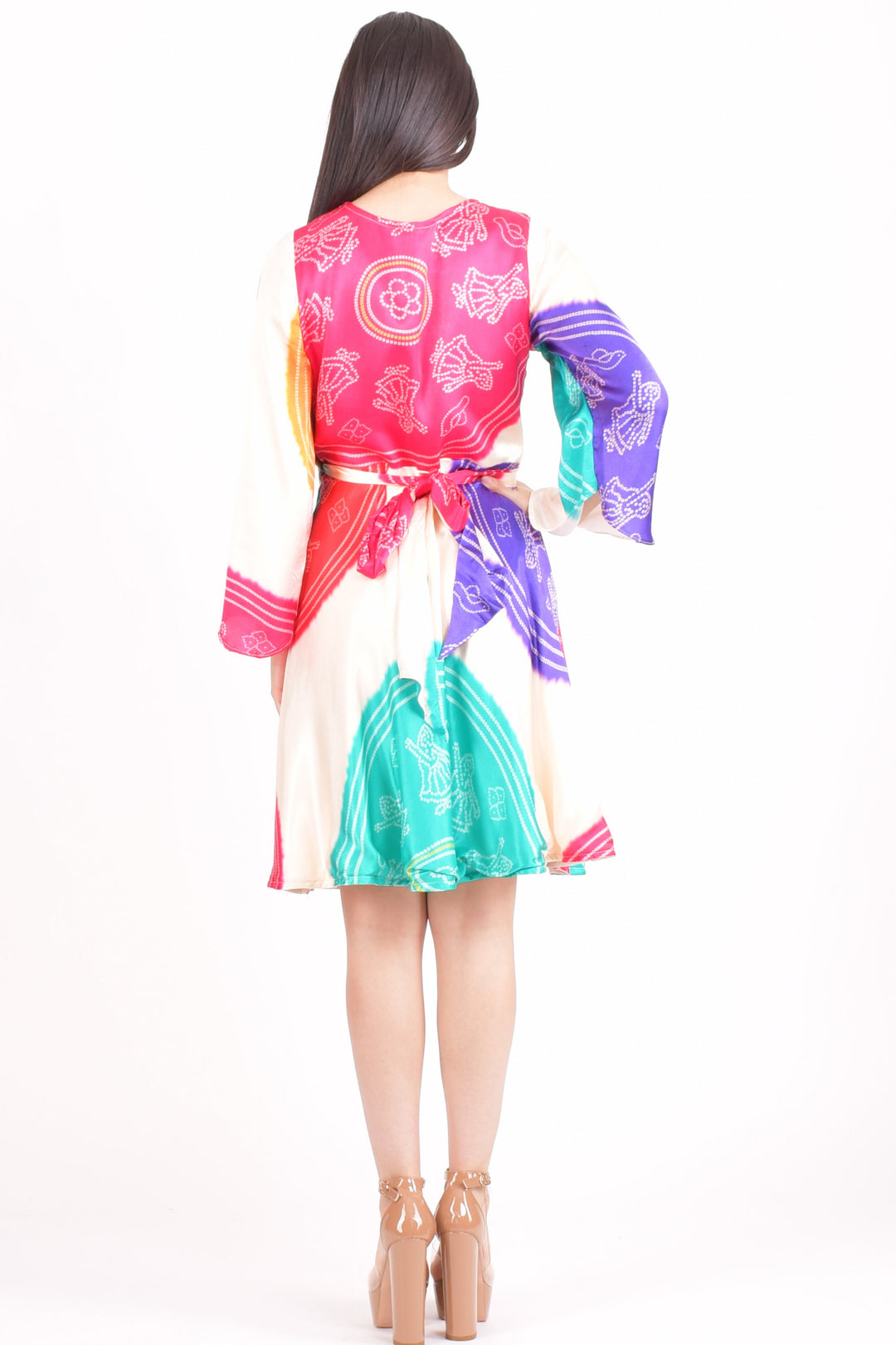 Bandhani Wrap Dress-Raas USA