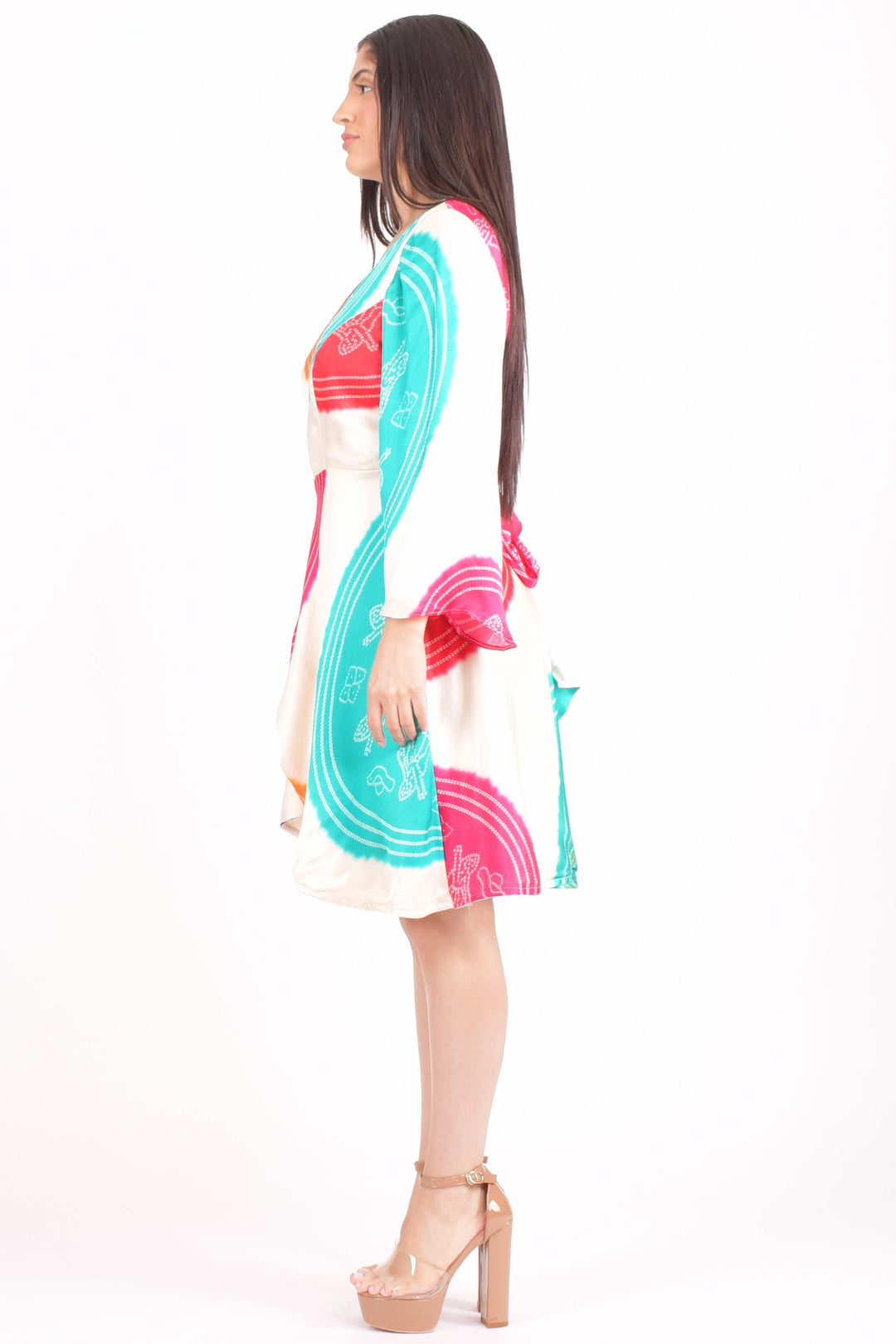 Bandhani Wrap Dress-Raas USA