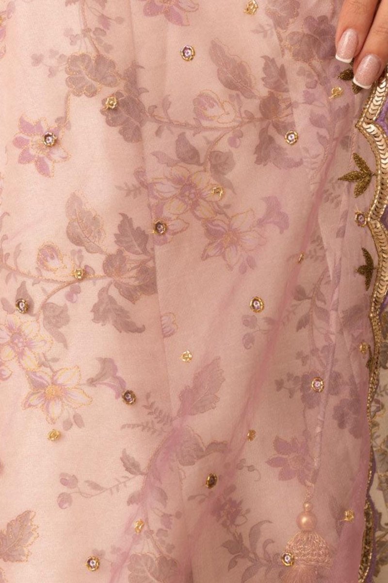 Beige Floral Lehenga Choli with Mirror Work - Ready-to-Ship Designer Wedding Wear USA-[bridal_lehenga]-Raas