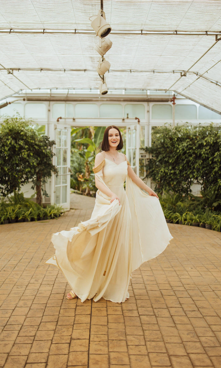 Beige Long Dress with Slit-Raas USA