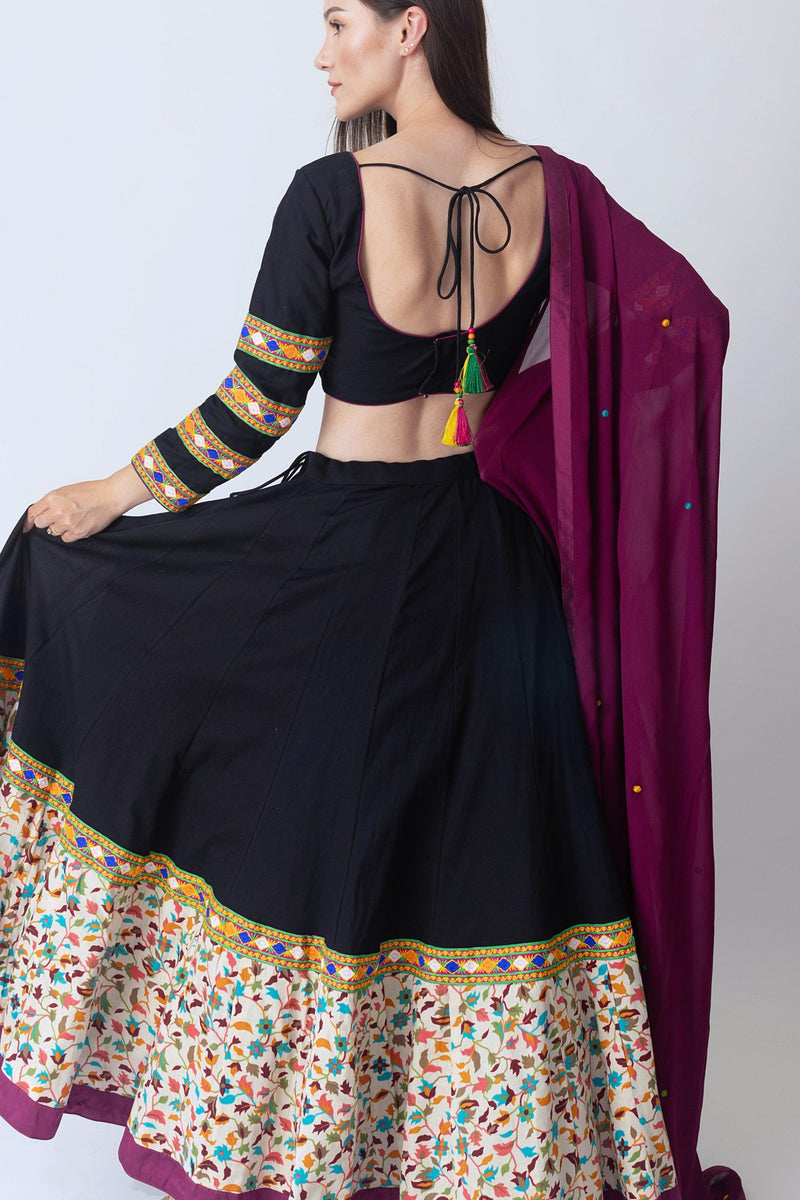 Black Cotton Chaniya Choli Set Chaniya choli RAAS