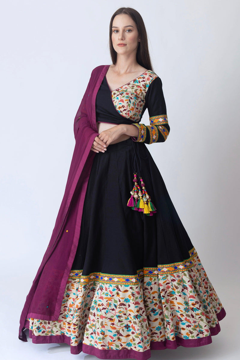 Black Cotton Chaniya Choli Set Chaniya choli RAAS