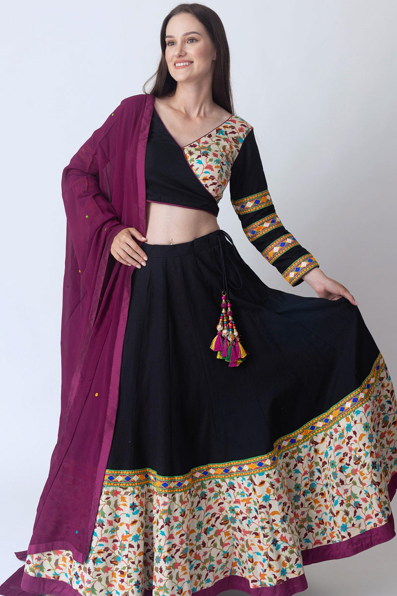 Black Cotton Chaniya Choli Set Chaniya choli RAAS