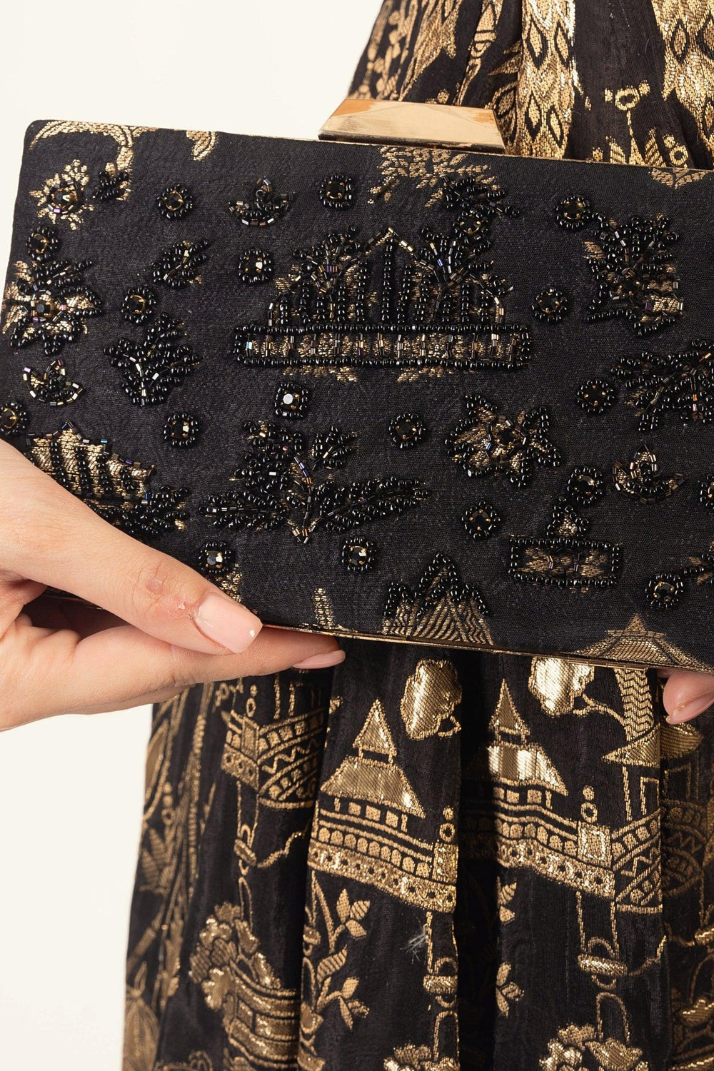 Black Clutch With Hand embroidery BAGS RAAS
