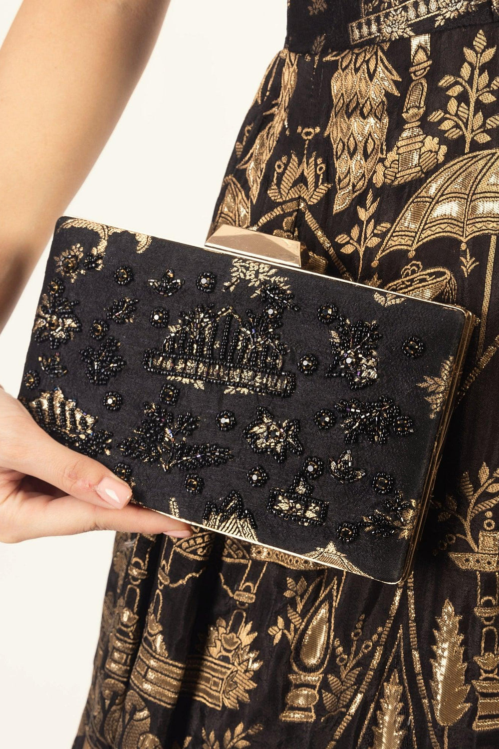 Black Clutch With Hand embroidery BAGS RAAS