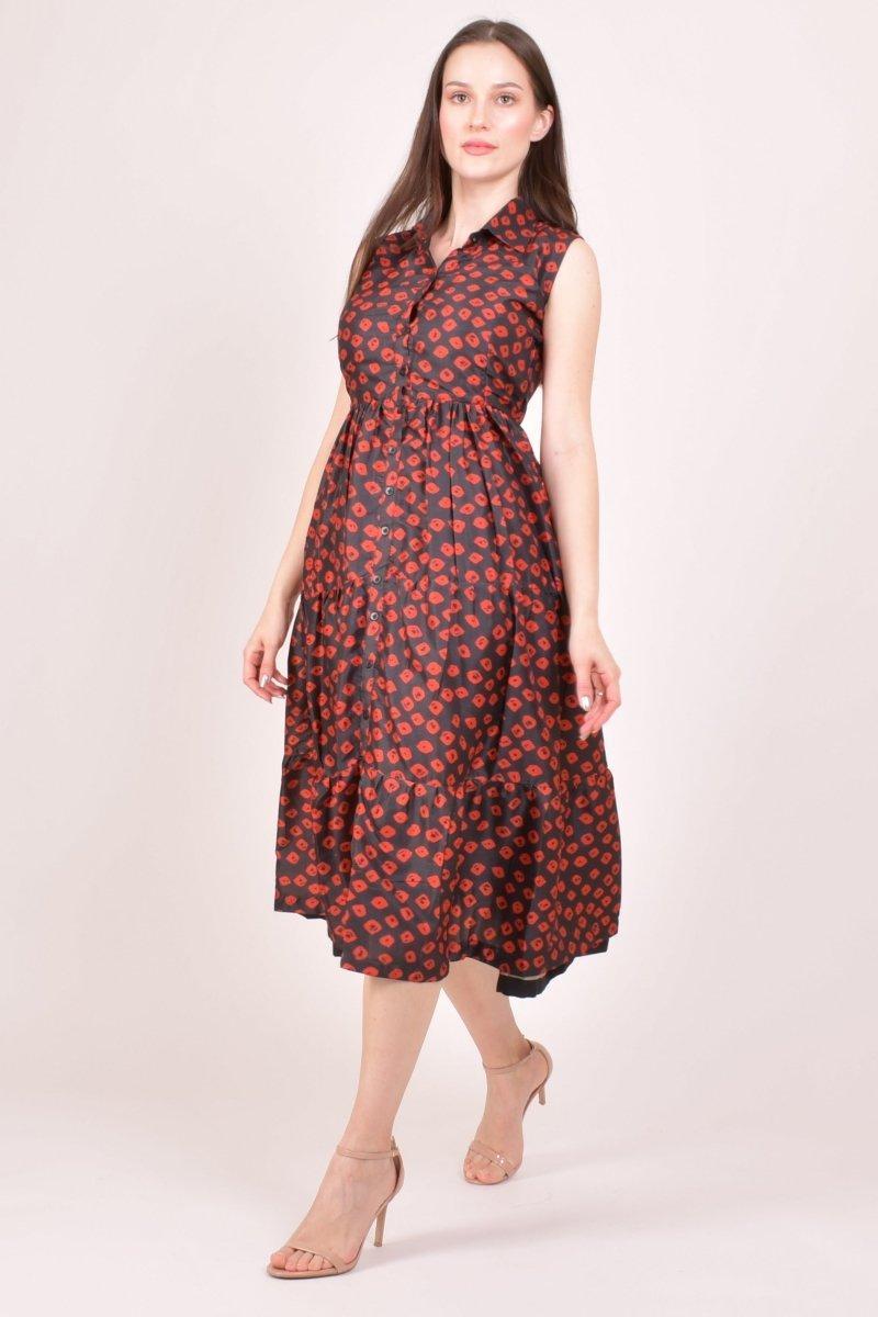 Black Collared Midi Dress dresses RAAS
