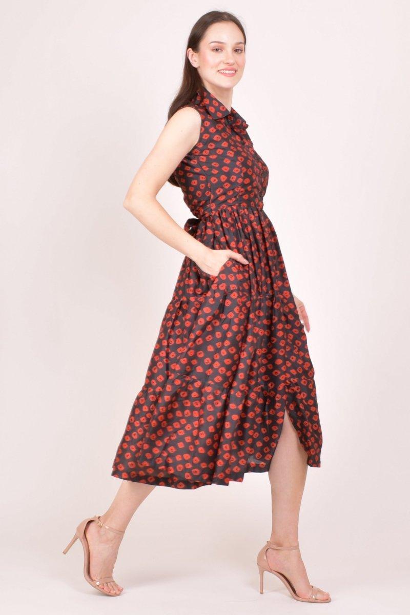 Black Collared Midi Dress